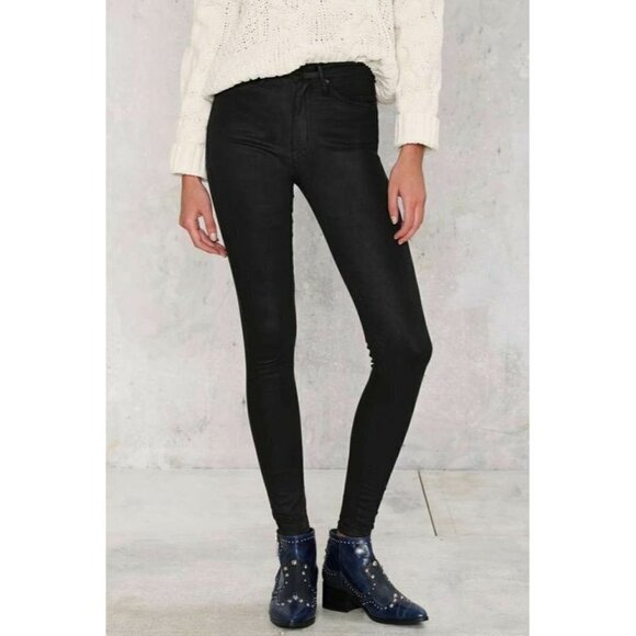 Zee Gee Why Denim - Zee Gee Why Swizzle Sticks High-Waisted Super Skinny Jeans Black Nasty Gal